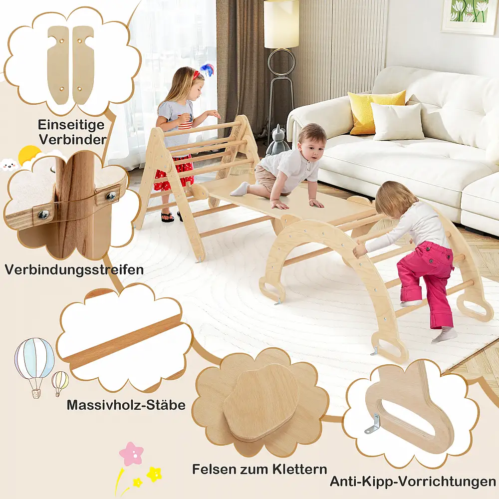 Costway Πολυλειτουργικό Ορειβατικό Τρίγωνο με Τσουλήθρα και Αναρριχητική Αψίδα TS10167MT-NA