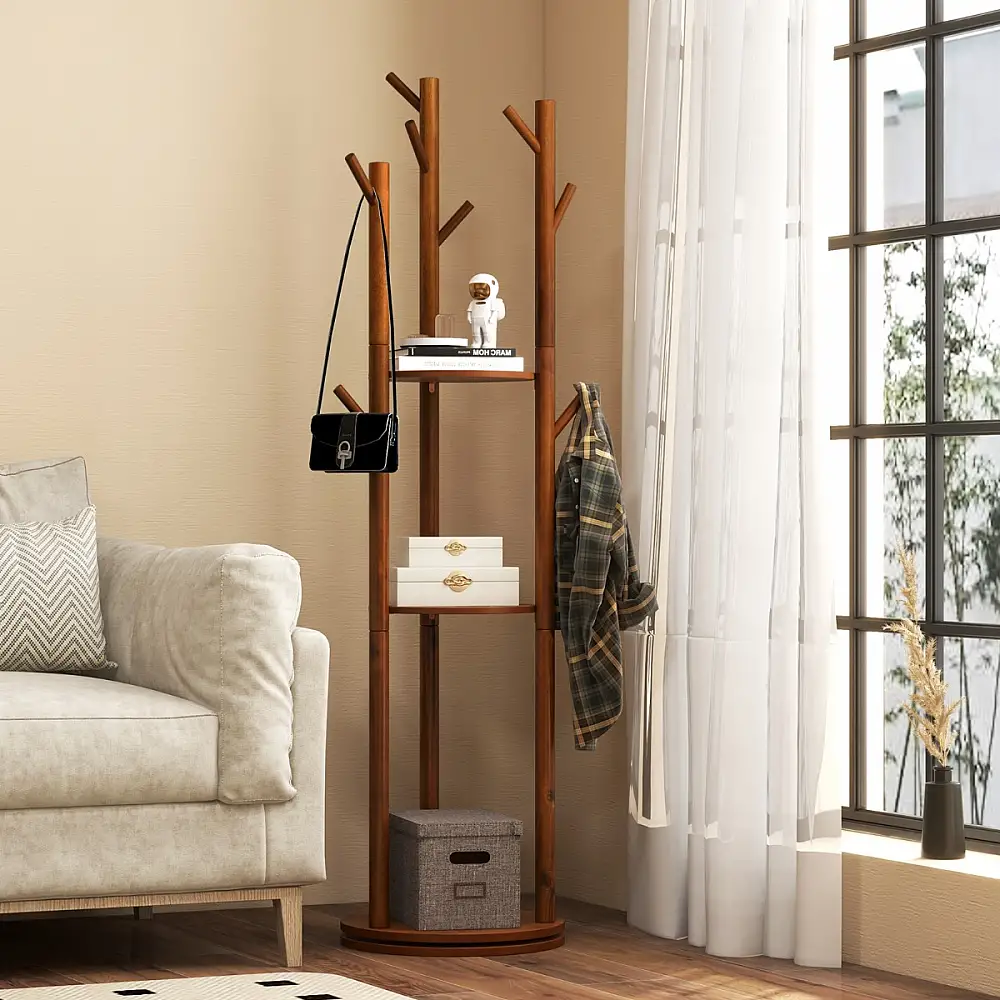 Costway Επταώροφο Μαύρο Ραφιέρα Οίνου με Θήκες Ποτηριών JV13145