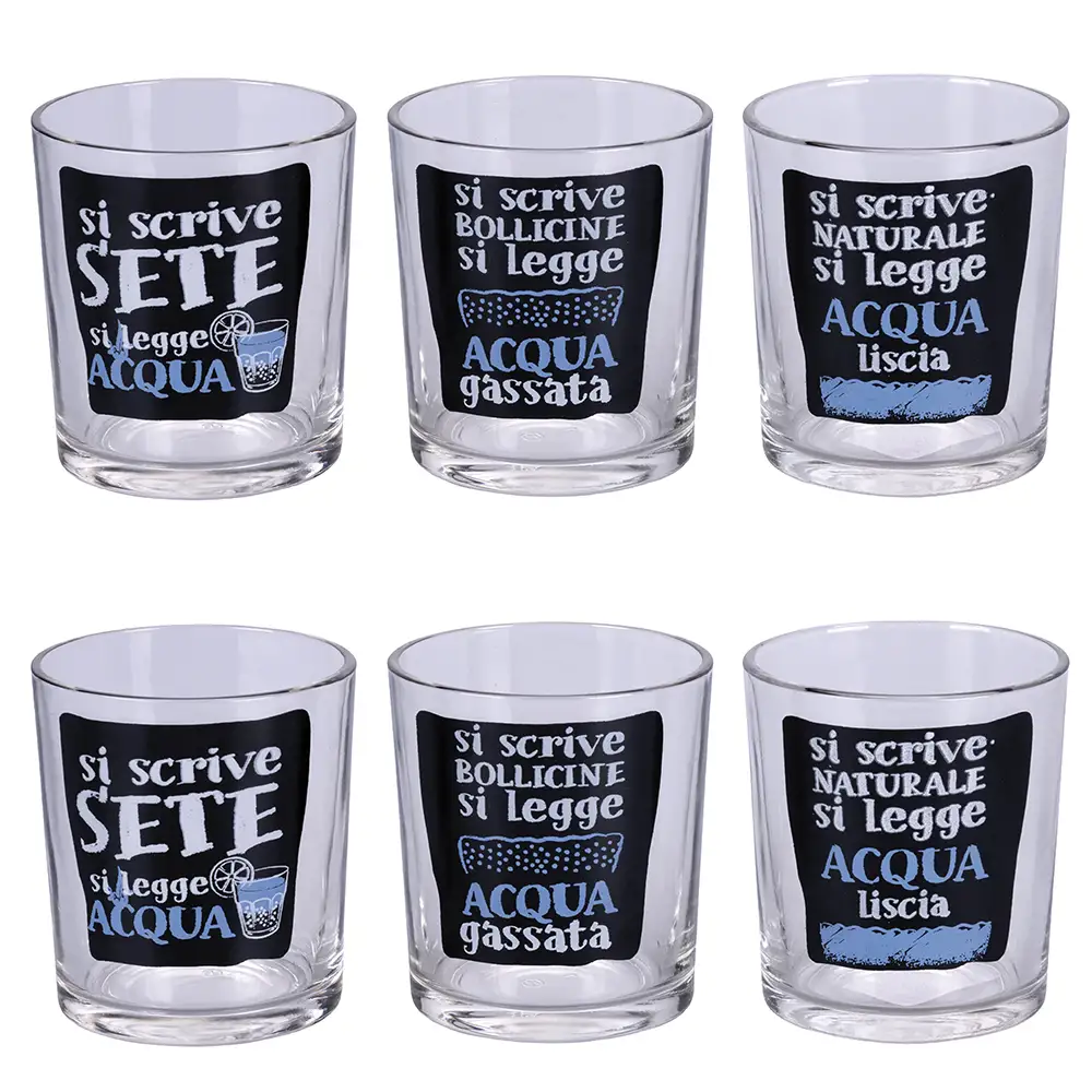 Galileo Σετ 6 ποτήρια νερού από γυαλί 270 ml Si scrive si legge 5915460