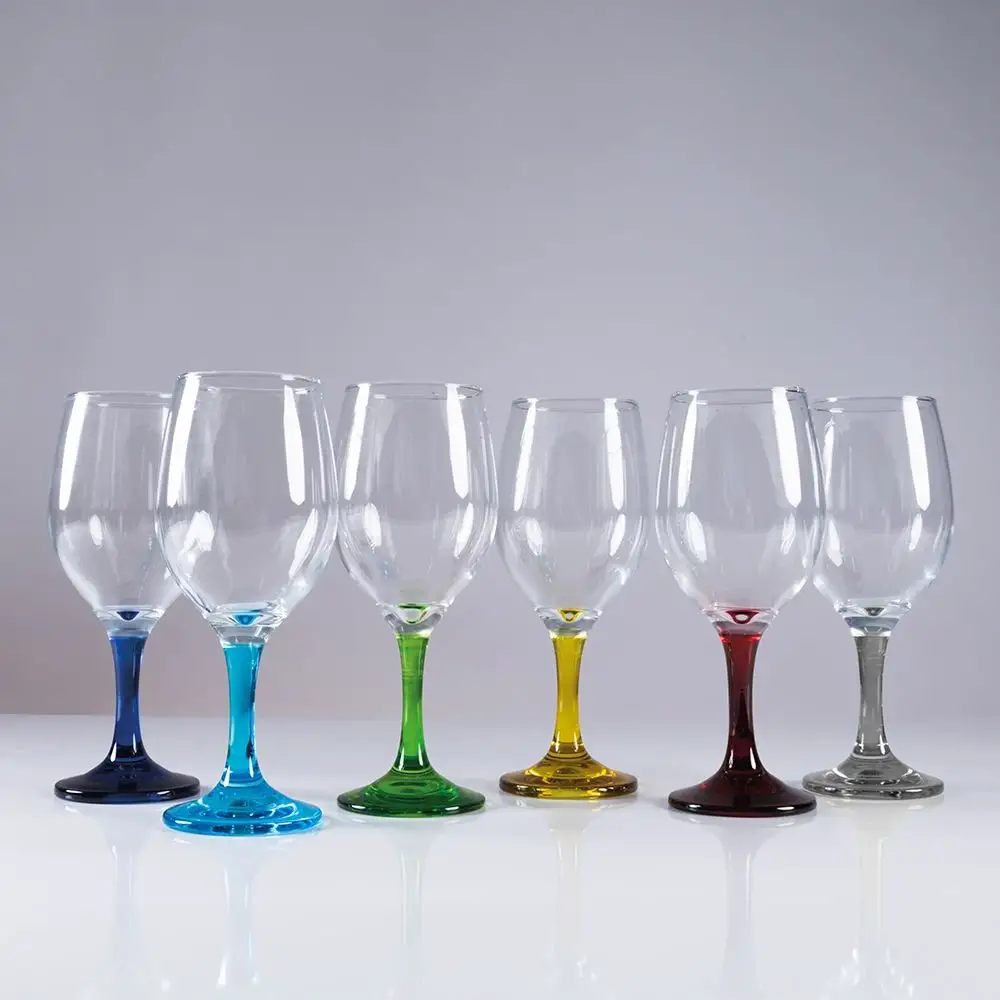 Galileo Σετ 6 ποτήρια κρασιού 435 ml από διαφανές γυαλί με χρωματιστό στέλεχος Malaga Color Sibilla 5919196