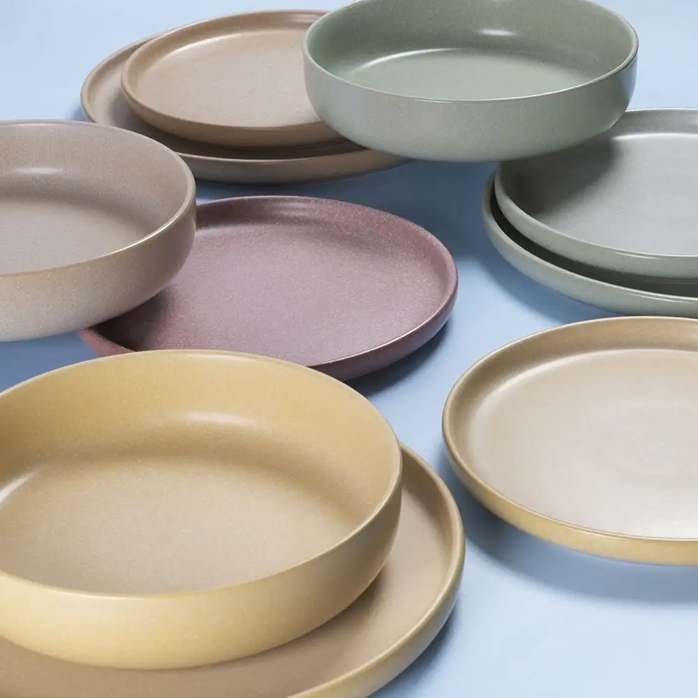 Villa D'Este Σετ 6 βαθιά πιάτα ματ χρώματος με εφέ πέτρας από γκρες Berlin 5918704