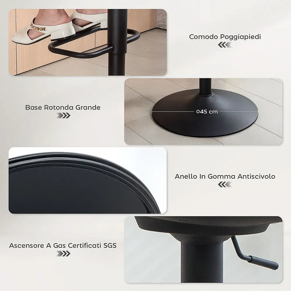 HOMCOM Σετ 2 Σκαμπό Μπαρ με Ρυθμιζόμενο Ύψος, Περιστρεφόμενο Κάθισμα από Ύφασμα και Υποπόδιο, Μπεζ 83A-345V00BG