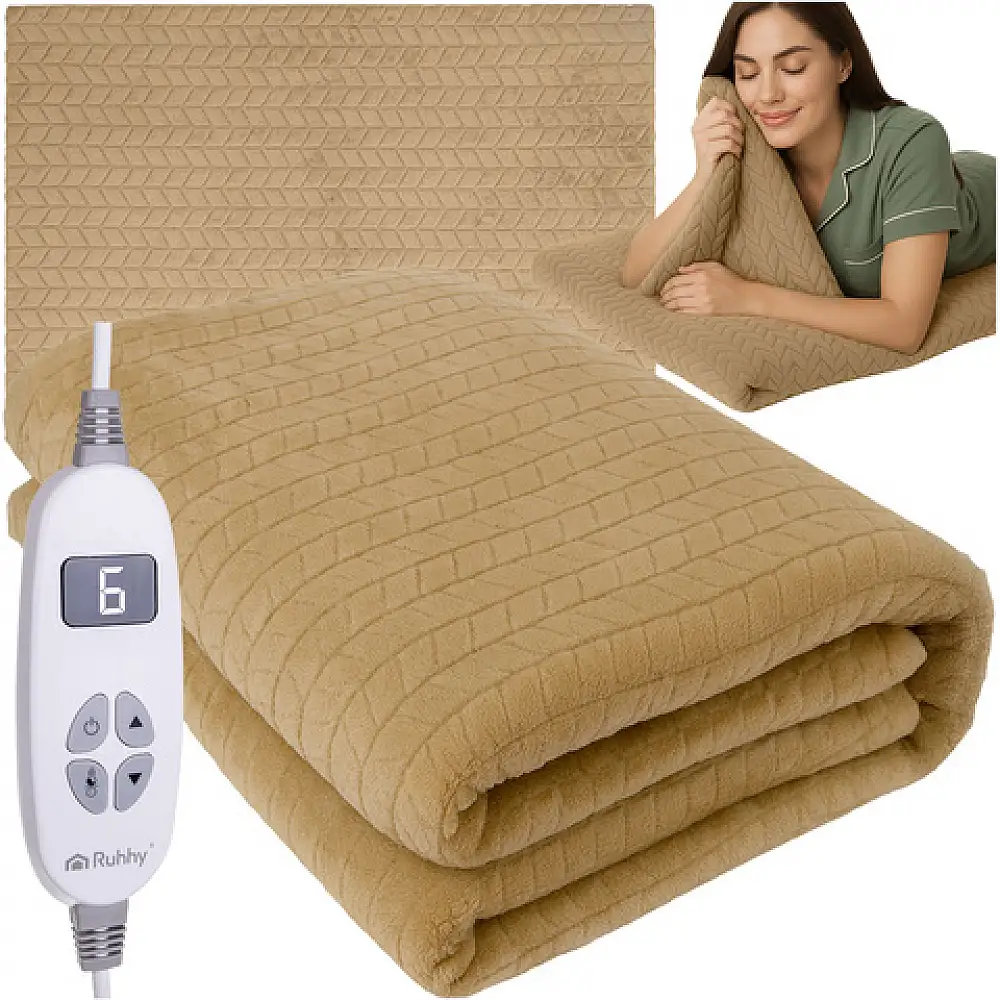 Ruhhy Ηλεκτρική Κουβέρτα 180x130 cm με 10 Ρυθμίσεις Θερμοκρασίας και Τηλεχειριστήριο 26224
