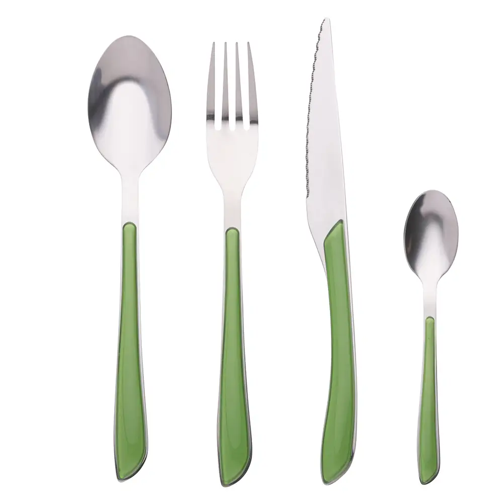 Galileo Σετ 24 ανοξείδωτα μαχαιροπήρουνα με λαβή χρώματος Louvre Verde 2197261