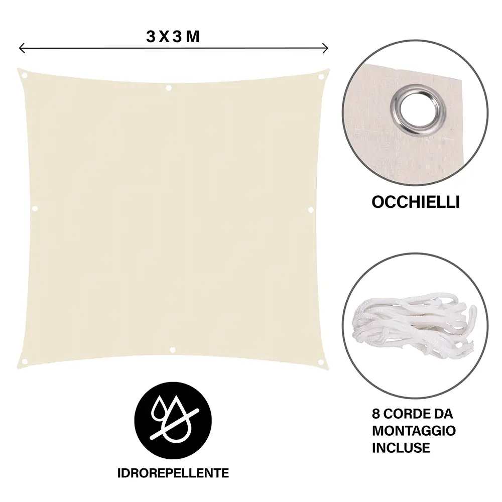 Galileo Τετράγωνη σκιάδα Vela 3x3 m ecr Est 2193621