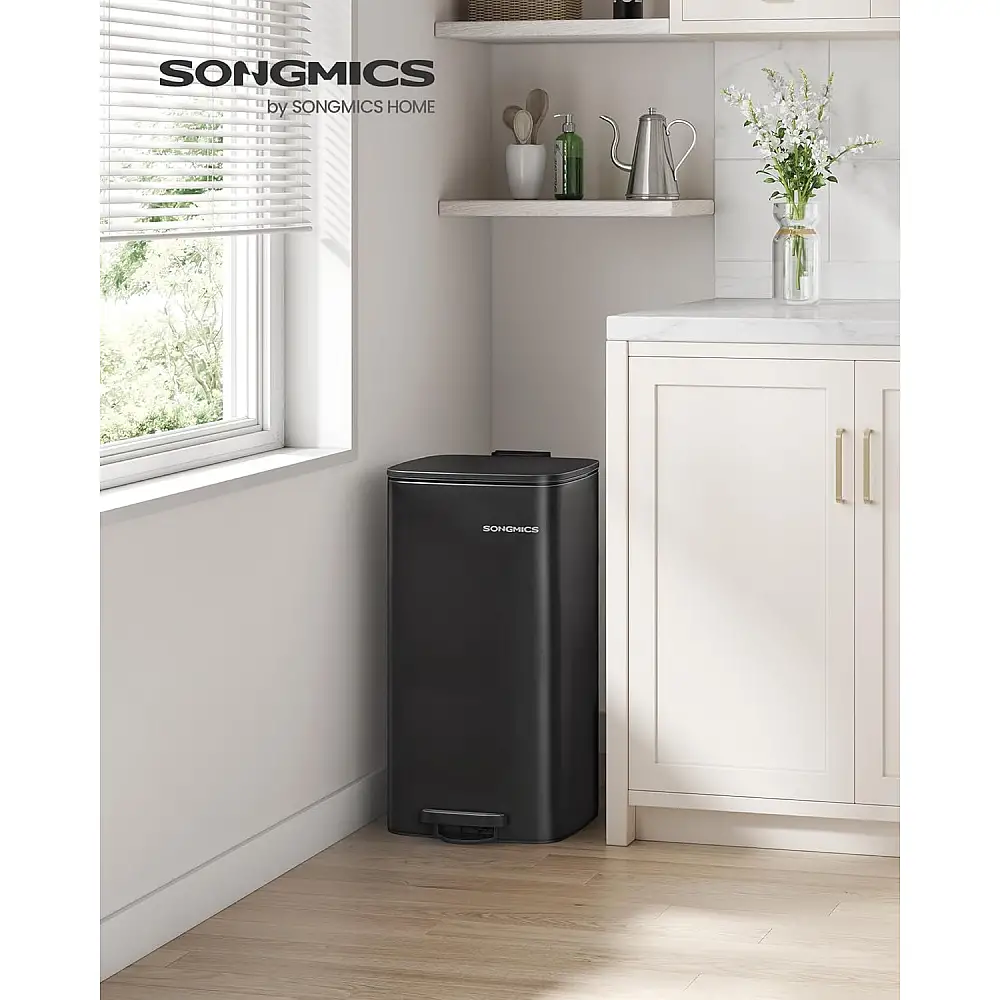 SONGMICS Κάδος Απορριμμάτων Κουζίνας 30L με Εσωτερικό Κάδο και Απαλό Κλείσιμο, Μαύρο LTB593B02