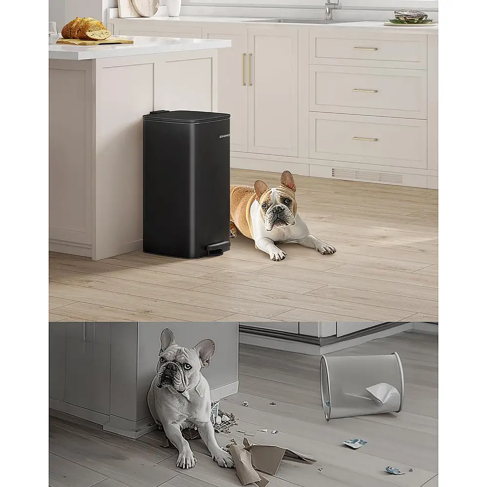 SONGMICS Κάδος Απορριμμάτων Κουζίνας 30L με Εσωτερικό Κάδο και Απαλό Κλείσιμο, Μαύρο LTB593B02