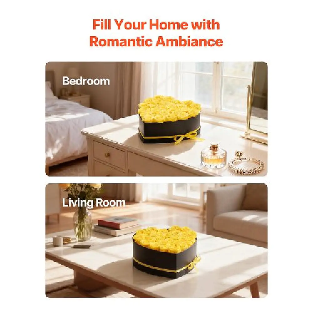 VEVOR Αιώνια Λουλούδια: 27 Κίτρινα Τριαντάφυλλα σε Καρδιά-Κουτί, Δώρο για Γυναίκες και Επετείους YSHLHK27DHSXOQ6ME001V0