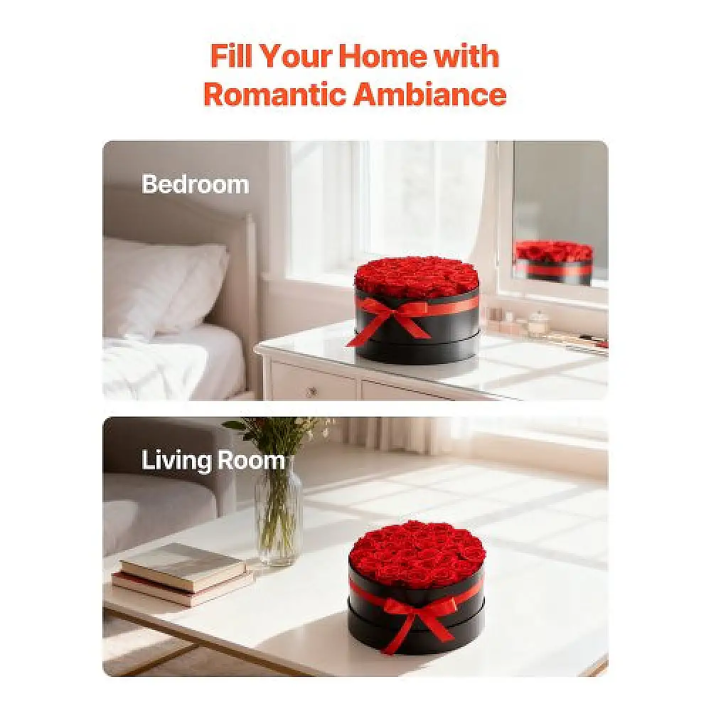 VEVOR Αιώνια Τριαντάφυλλα: 27 Κόκκινα Διατηρημένα Τριαντάφυλλα σε Κουτί - Ιδανικό Δώρο για Γυναίκες, Επέτειο, Ημέρα του Αγίου Βαλεντίνου, Χριστούγεννα YSHLHK27DHSYWDA6T001V0