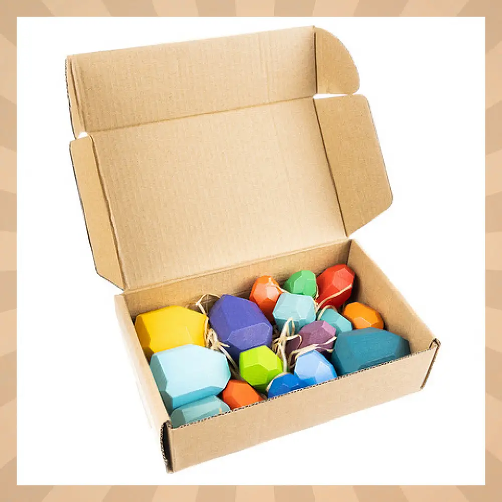 Kruzzel Σετ 16 Πολύχρωμα Ξύλινα Τούβλακια για Ανάπτυξη δεξιοτήτων 26323