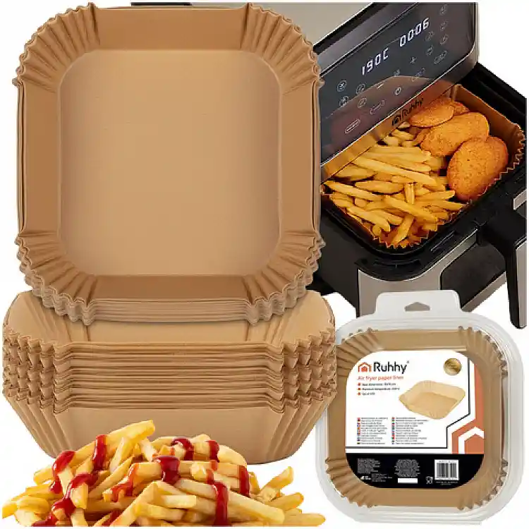 Ruhhy Πακέτο 100 τμχ Αντικολλητικό Χαρτί για Air Fryer 16x16cm 26955