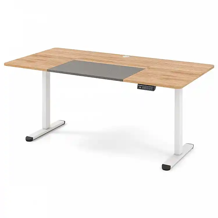 Costway Ηλεκτρικό Ρυθμιζόμενο Γραφείο 140 x 70 cm - Εργονομικό Καθιστό-Όρθιο Γραφείο σε Φυσικό Ξύλο JV13221DE-NA