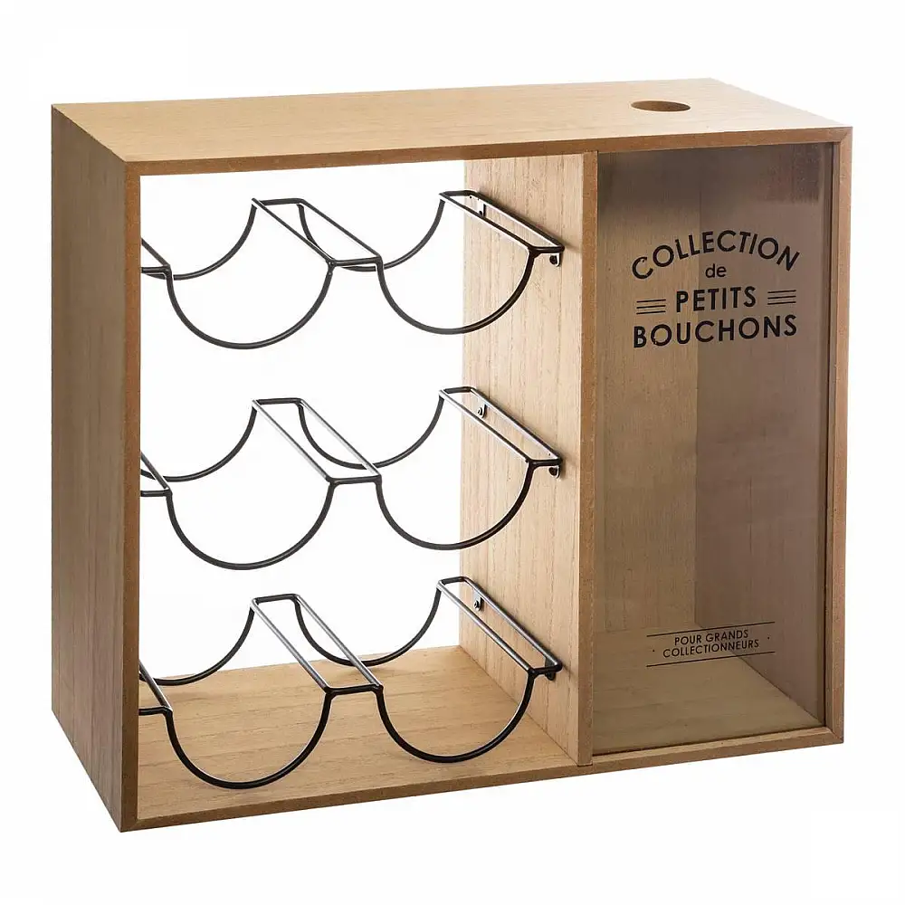 Atmosphera Κάβα Ξύλινη 6 θέσεων με Μεταλλικό Σταντ και Δοχείο για Φελλούς 168388