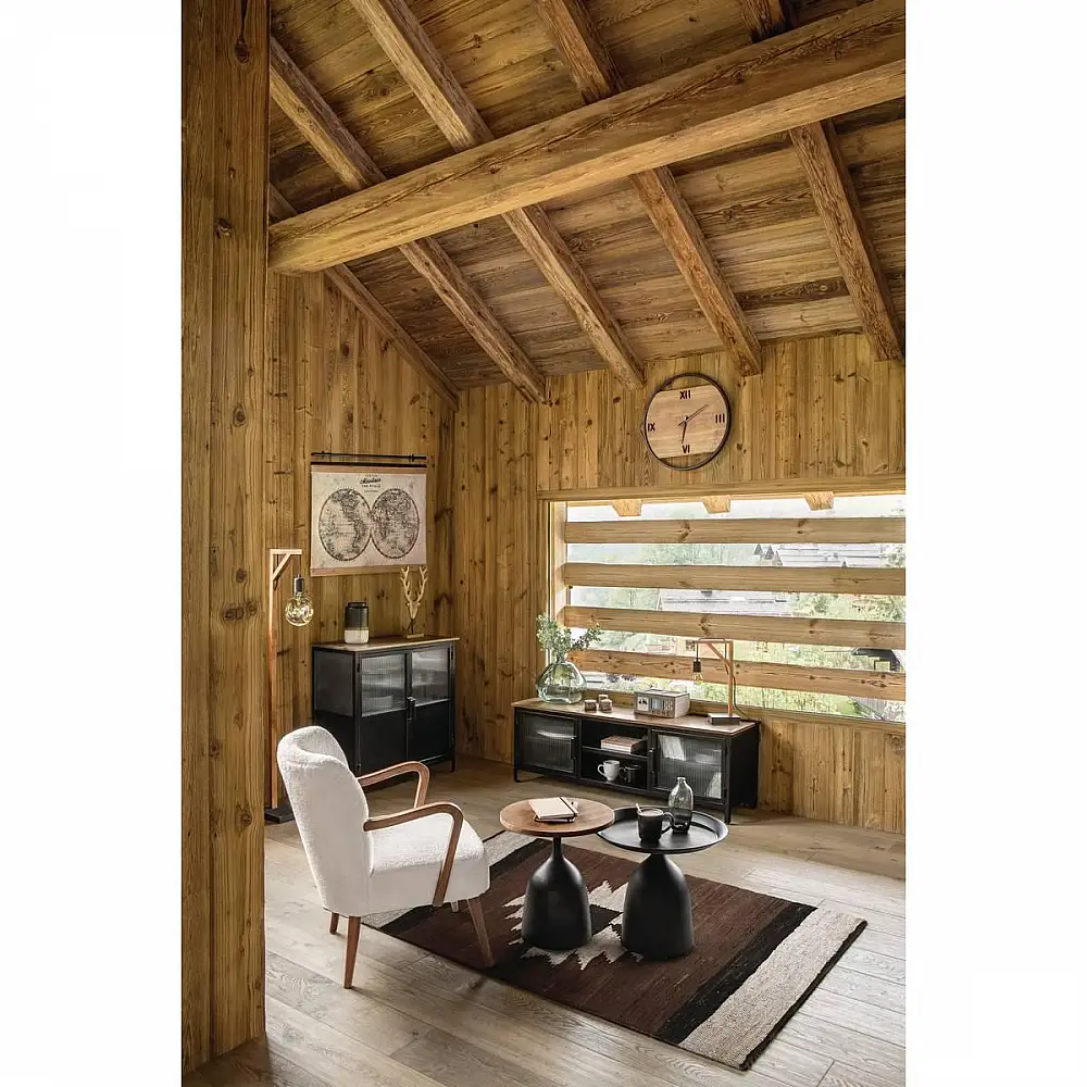 Atmosphera Μοντέρνο Επιδαπέδιο Φωτιστικό με Ξύλινο Σκελετό σε Μπεζ Χρώμα 181940