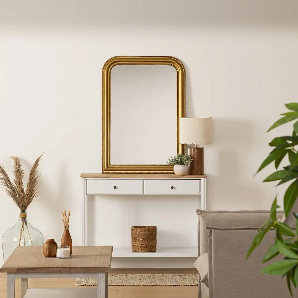 Atmosphera Επιτοίχιος Καθρέφτης με Ανάγλυφο Σχέδιο σε Χρυσό Χρώμα 121304D