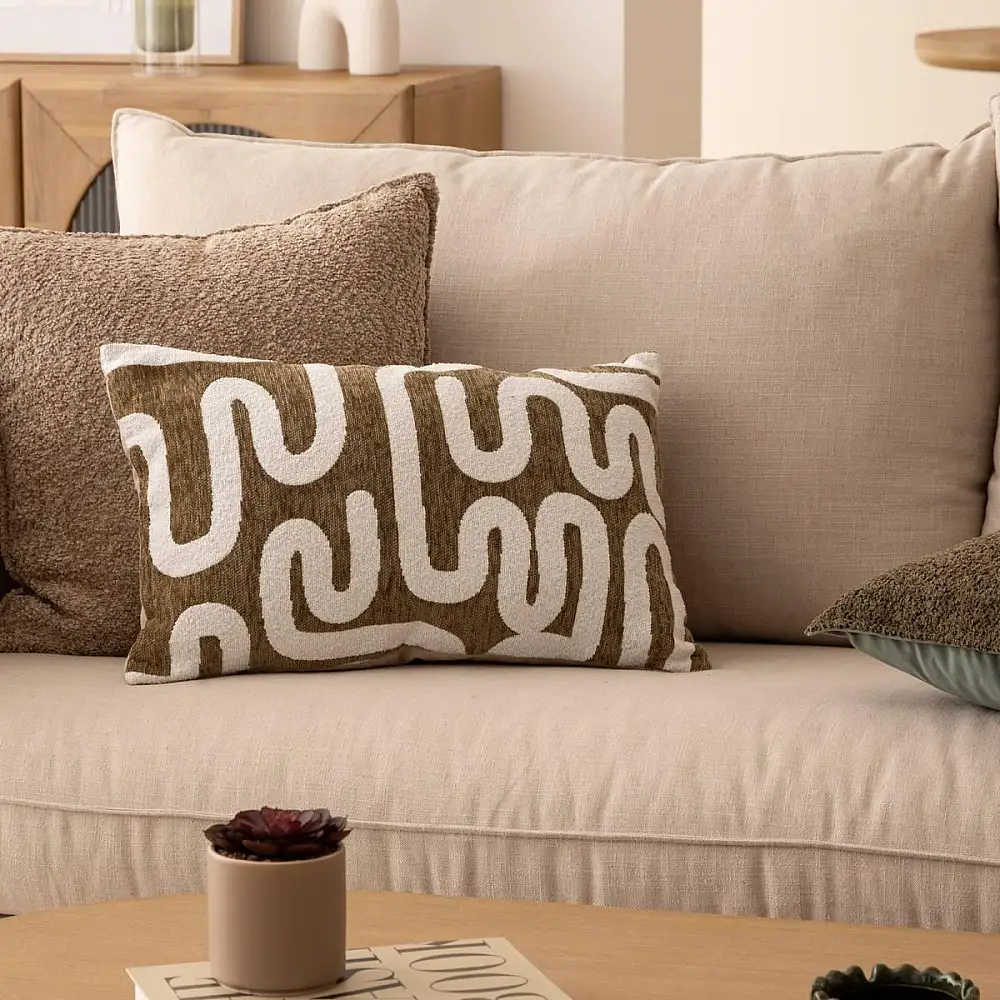 Atmosphera Μαξιλάρι Διακοσμητικό Μπεζ Μπουκλέ με Φερμουάρ (45x45) 204403B