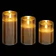 Atmosphera Σετ 3 Διακοσμητικών LED Κεριών με Χρονοδιακόπτη και Γυάλινα Βαζάκια Ώχρας 204748A
