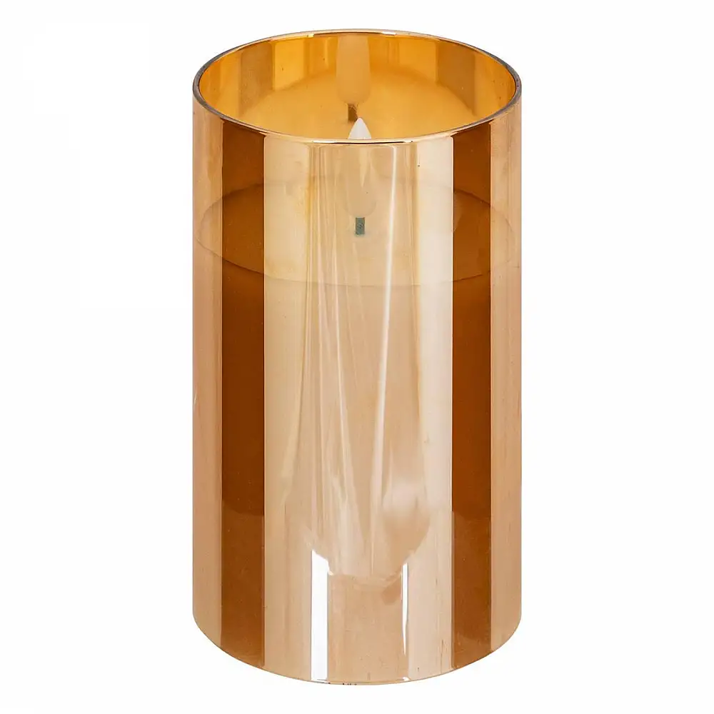 Atmosphera Σετ 3 Διακοσμητικών LED Κεριών με Χρονοδιακόπτη και Γυάλινα Βαζάκια Ώχρας 204748A