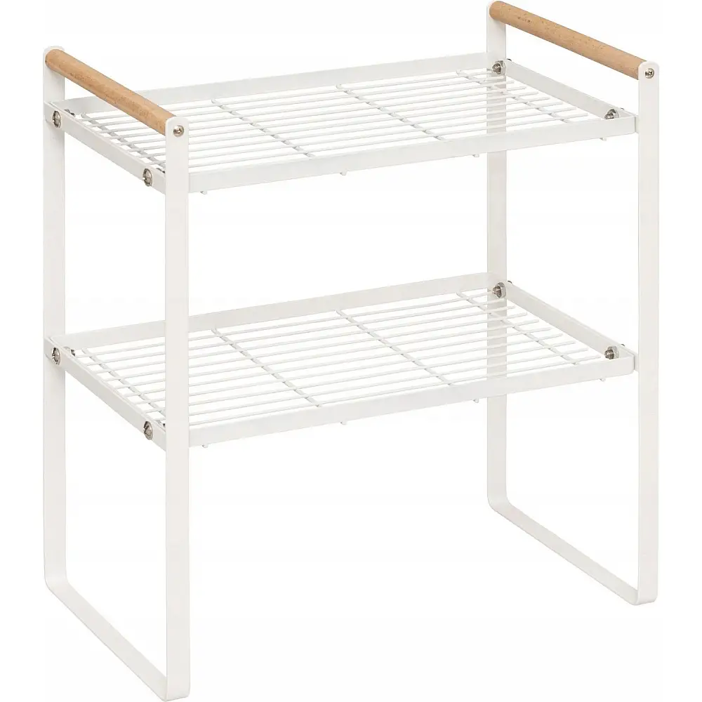 5FIVE Simply smart Μεταλλική Ραφιέρα με Ξύλινες Λαβές "Balm" 33X21X37,5 cm ,Λευκή 190172