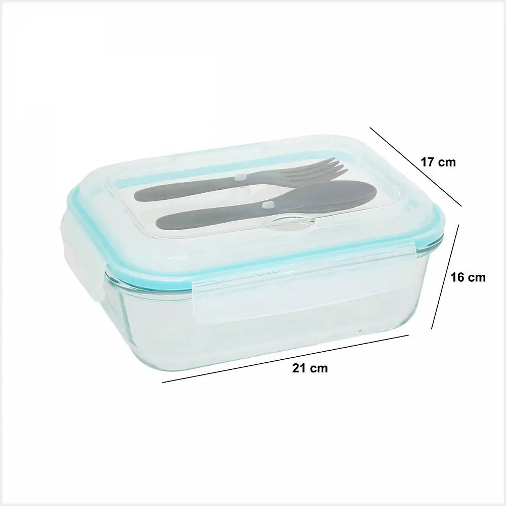 5FIVE Simply smart Γυάλινο Δοχείο Φαγητού 1L (15.6 x 8.1 x 20.6 cm) με Αεροστεγές Καπάκι και Μαχαιροπήρουνα 203073