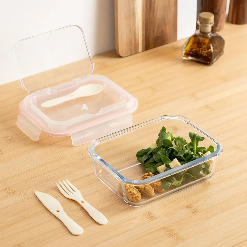 5FIVE Simply smart Γυάλινο Δοχείο Φαγητού 1L (15.6 x 8.1 x 20.6 cm) με Αεροστεγές Καπάκι και Μαχαιροπήρουνα 203073