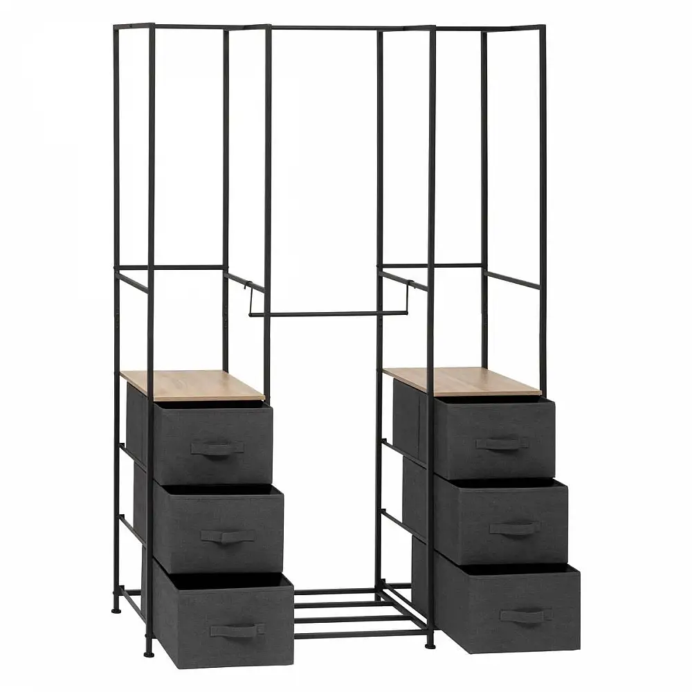 5FIVE Simply smart Μεταλλική Ντουλάπα "Tissa" 116 x 40 x 176 εκ με Ξύλινα Ράφια και Υφασμάτινα Συρτάρια 193595