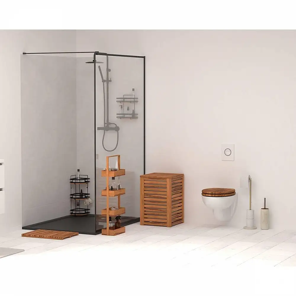 5FIVE Simply smart Πιγκάλ Τουαλέτας Εκρού με Εφέ Μαρμάρου και Ξύλινη Λεπτομέρεια - Κεραμικό με Μεταλλική Λαβή 200160A