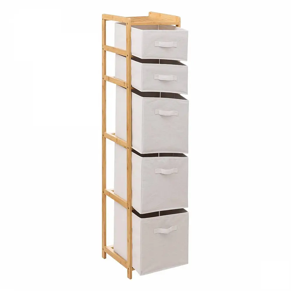 5FIVE Simply smart Συρταριέρα με 5 Υφασμάτινα Κουτιά και Ράφι, 35x33x144.3 εκ. 174902