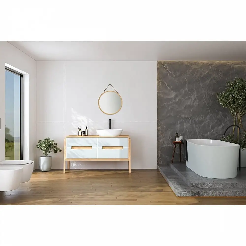 5FIVE Simply smart Στρογγυλός Καθρέπτης με Μπαμπού Πλαίσιο με Διάμετρο 38εκ 213300