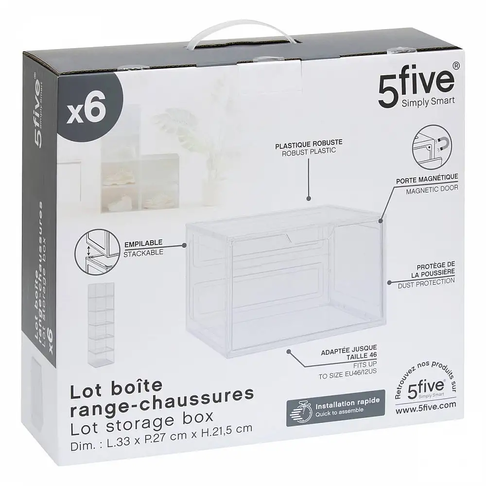 5FIVE Simply smart Διαφανές Οργανωτής για Έξι Ζεύγη 33 x 27 x 21.5 cm 209392