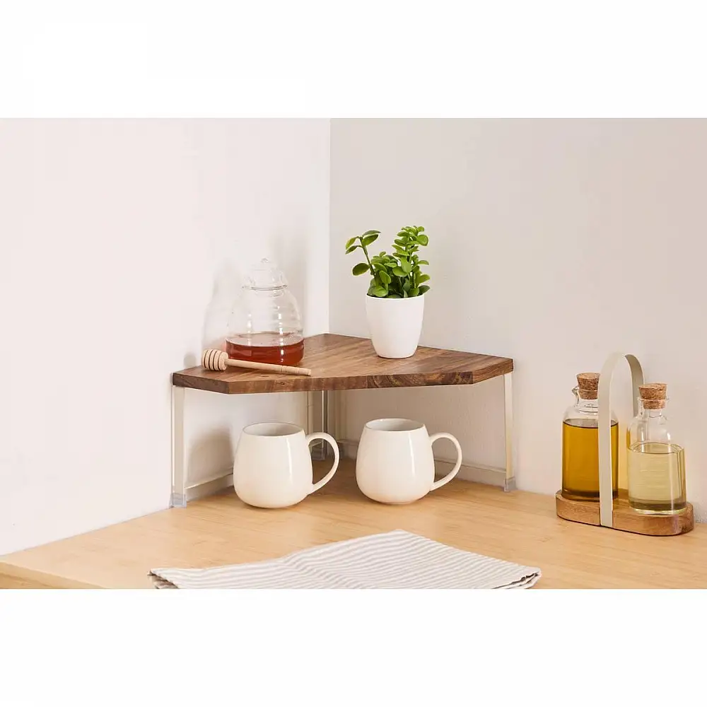 5FIVE Simply smart Γωνιακό Ράφι από Ξύλο Ακακίας και Μεταλλικό Πλαίσιο 30x30x15 cm 190219