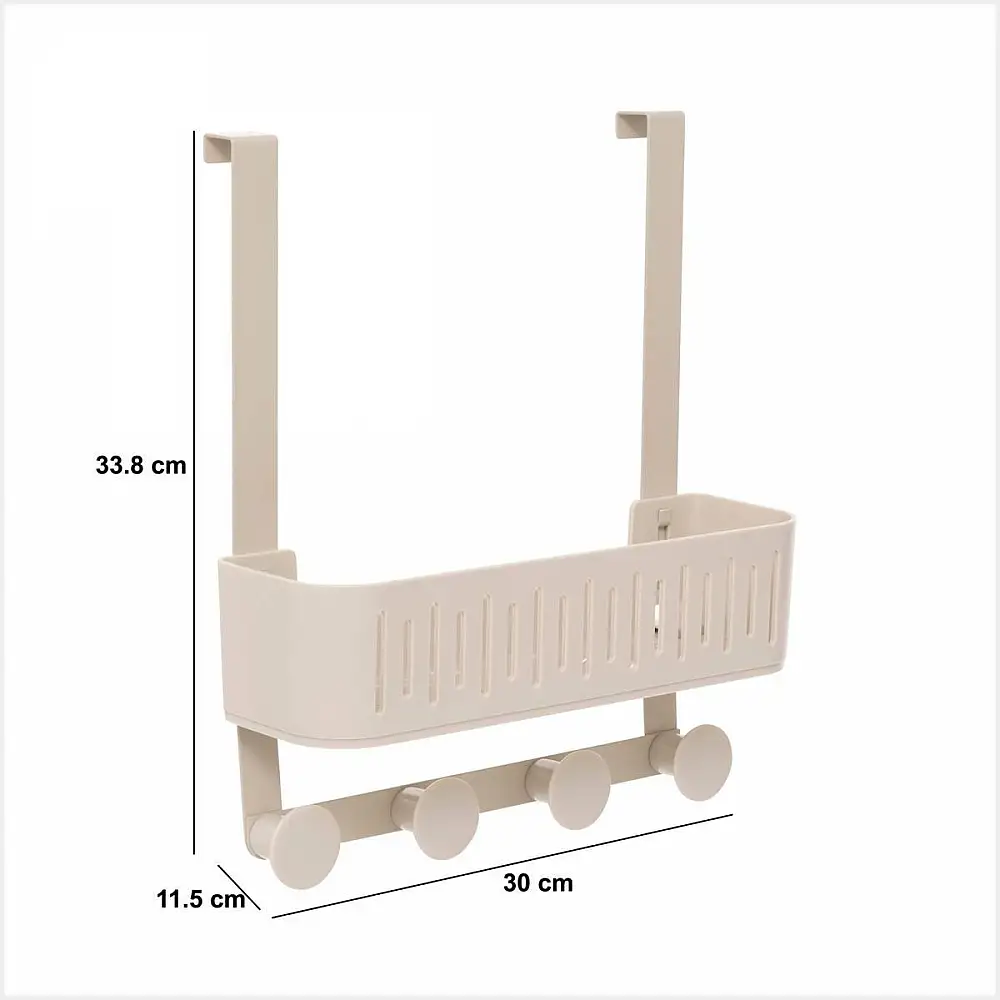 5FIVE Simply smart Οργανωτής Ντους με Άγκιστρα και Θήκη 30x11,5x33,8cm, Μπεζ 213346