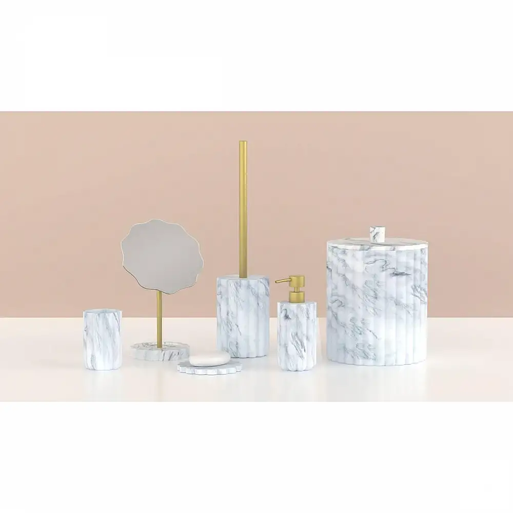 5FIVE Simply smart Επιτραπέζιος Καθρέφτης με Εφέ Μαρμάρου και Χρυσή Βάση 213340