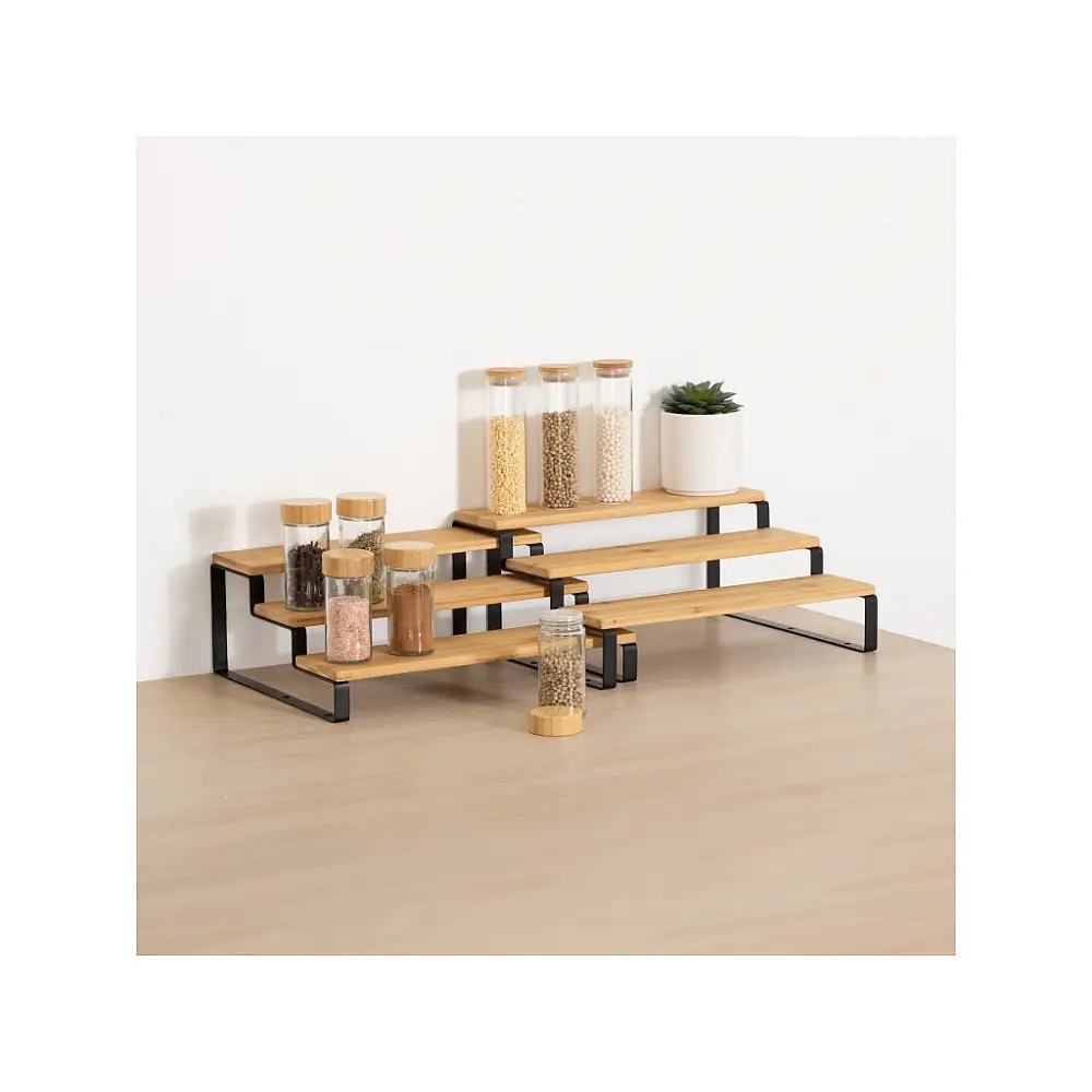 5FIVE Simply smart Επεκτάσιμη Ραφιέρα Μπαχαρικών Δύο Επιπέδων 32 x26 x 13.5 εκ σε Μαύρο Ξύλο 209280