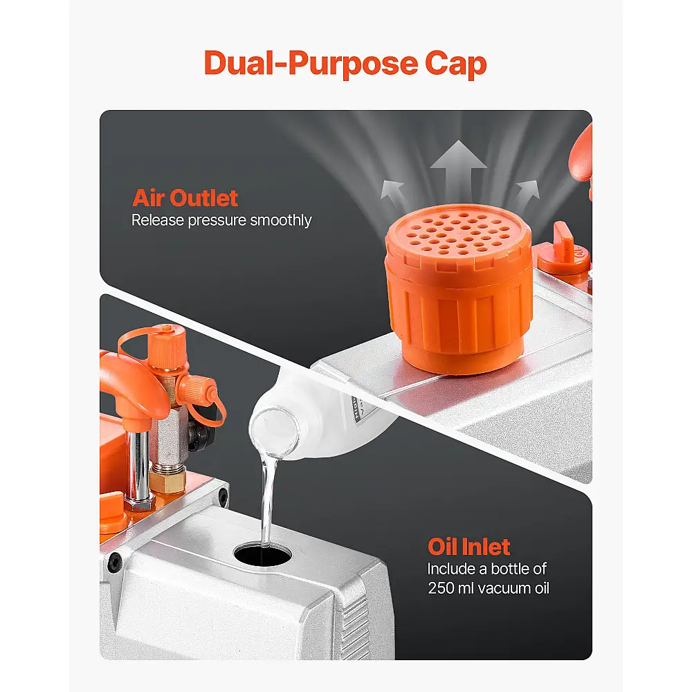 VEVOR Δίδυμη Περιστροφική Αντλία Κενού 7 CFM για Αυτοκίνητα - Συντήρηση Κλιματιστικών XPSZKBSJ34HPI081I001V2