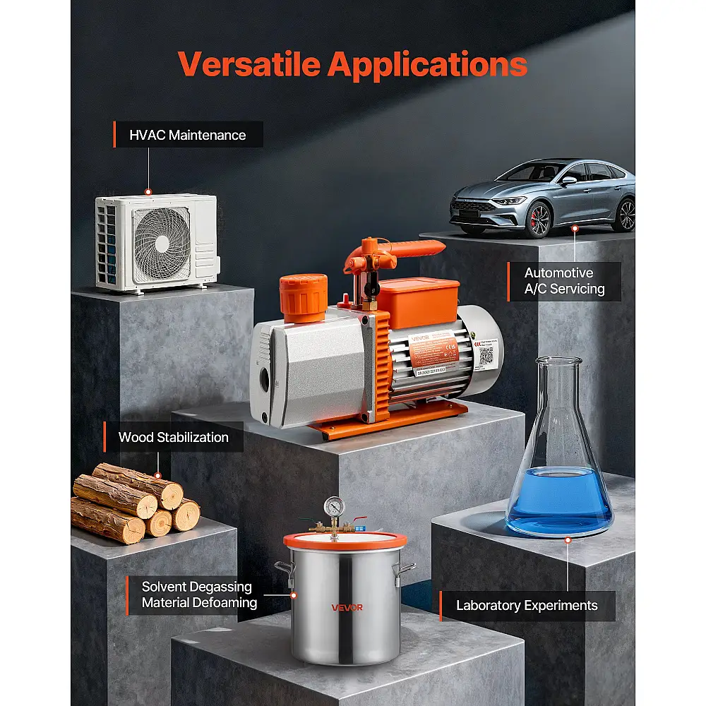 VEVOR Δίδυμη Περιστροφική Αντλία Κενού 7 CFM για Αυτοκίνητα - Συντήρηση Κλιματιστικών XPSZKBSJ34HPI081I001V2