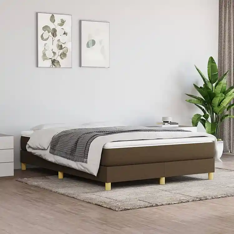 vidaXL Κρεβάτι Box Spring Με Ύφασμα Σκούρο Καφέ 140x200 εκ. 3120617