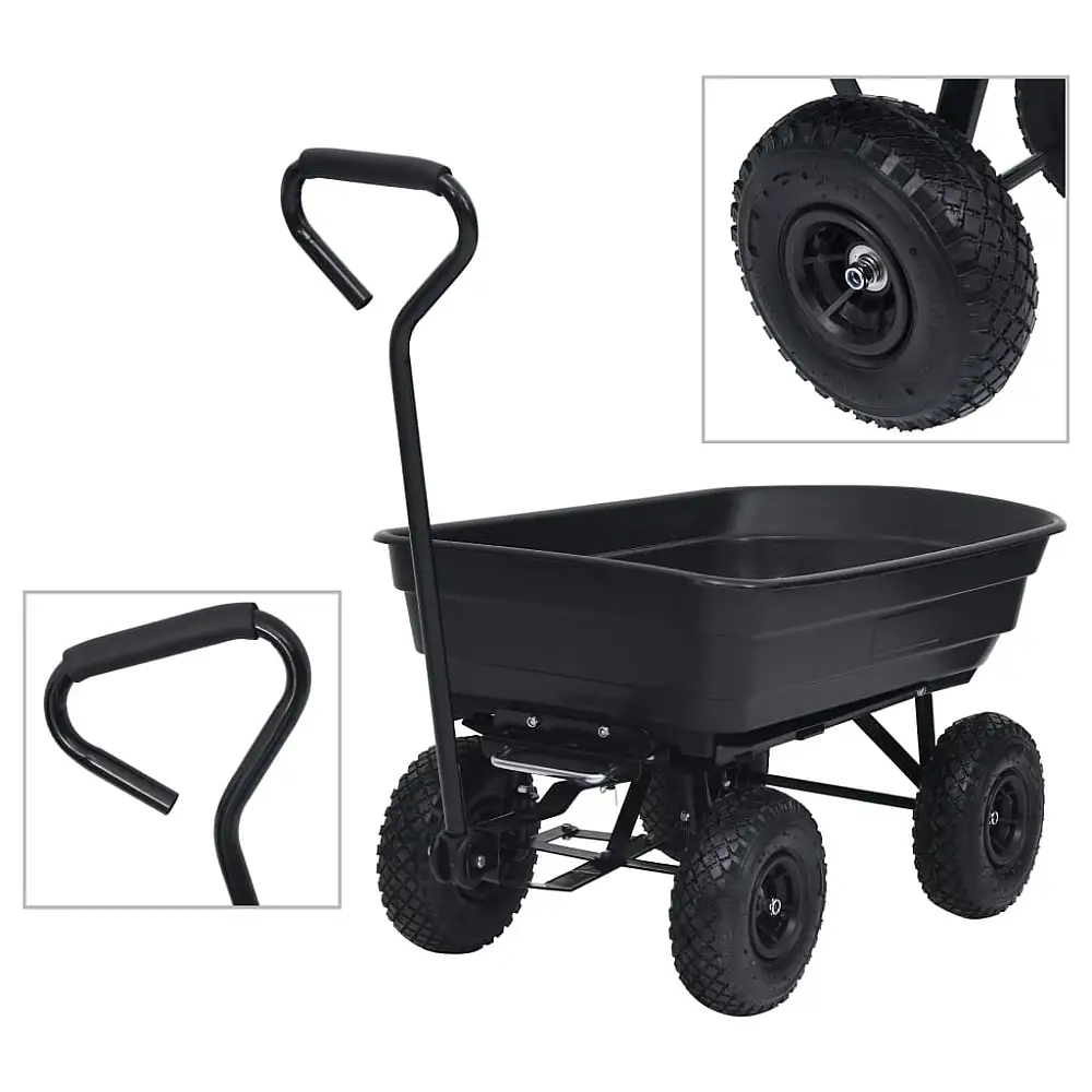 vidaXL Μαύρο Καροτσάκι Κήπου Ανατροπής 300 kg 75L 92579