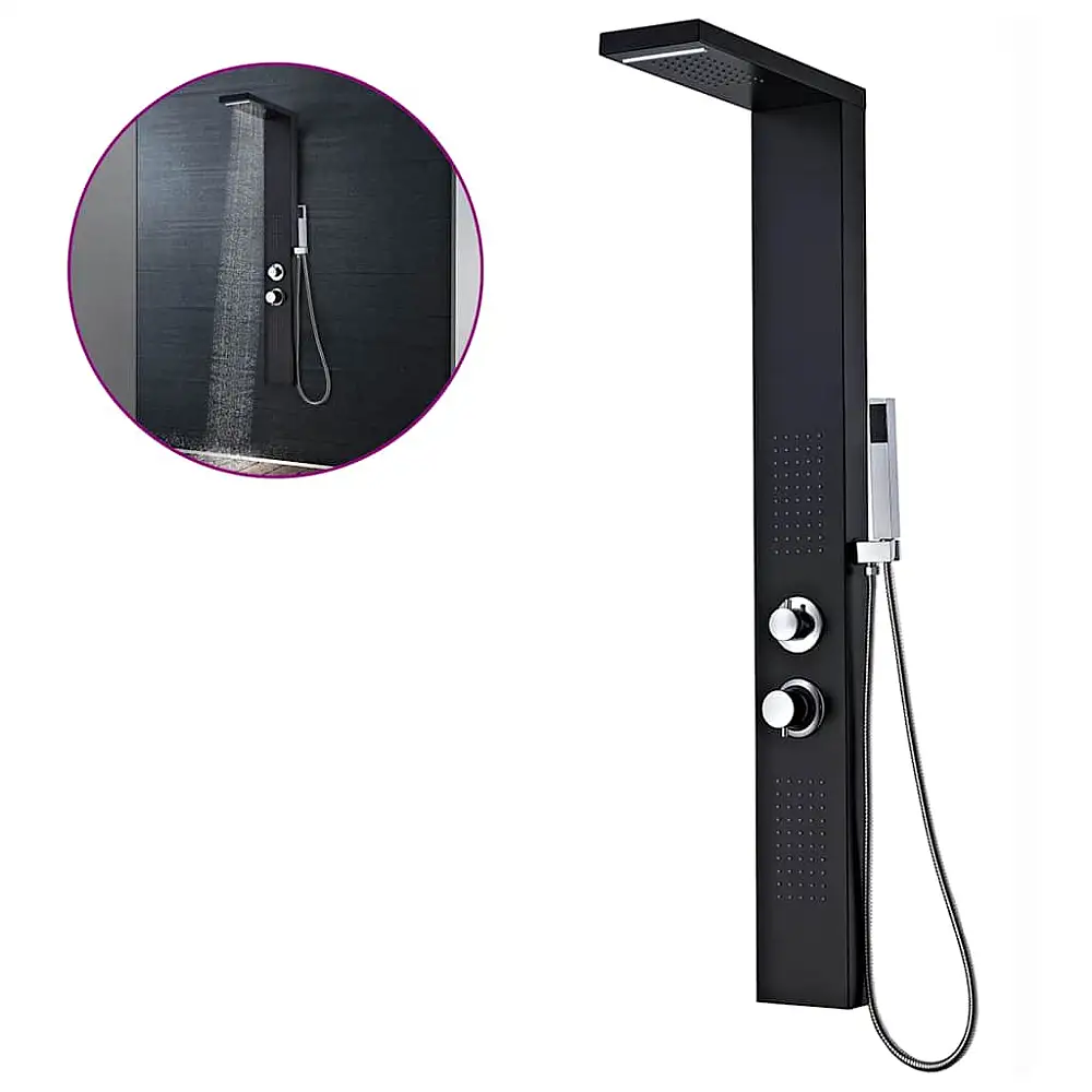 vidaXL Σύστημα Ντουζιέρας Πάνελ από Αλουμίνιο σε Ματ Μαύρο Χρώμα 142373