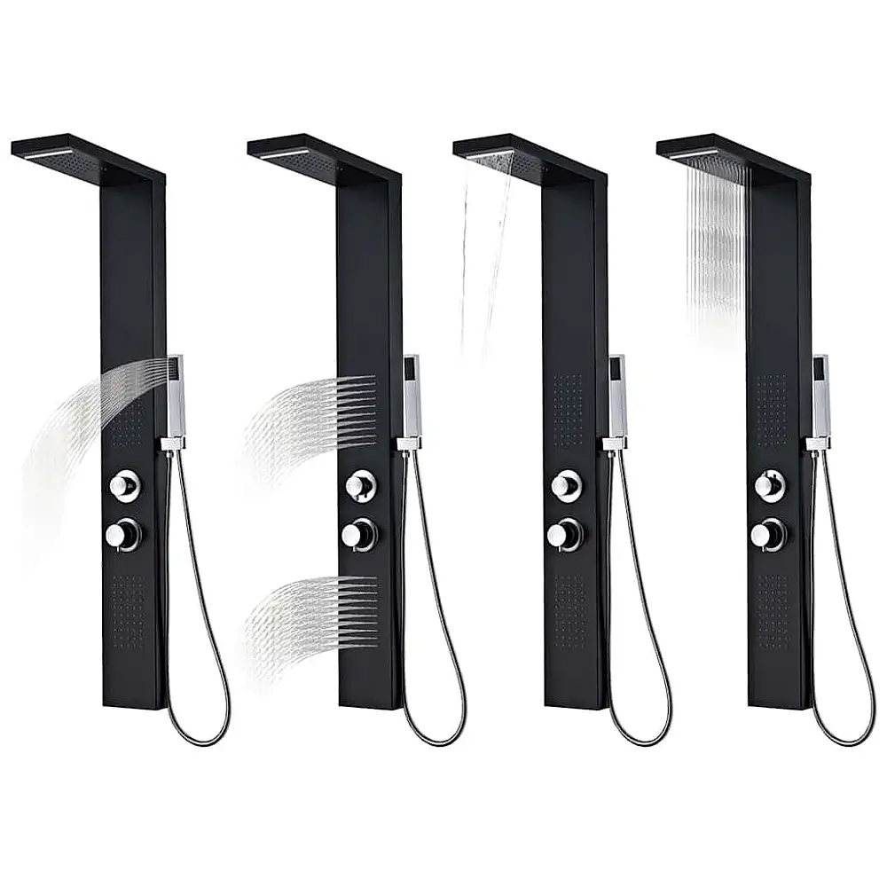 vidaXL Σύστημα Ντουζιέρας Πάνελ από Αλουμίνιο σε Ματ Μαύρο Χρώμα 142373