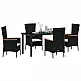 vidaXL Σετ Τραπεζαρίας Κήπου 5 Τεμαχίων με Μαξιλάρια, Μαύρο Πολυρατάν 3379424