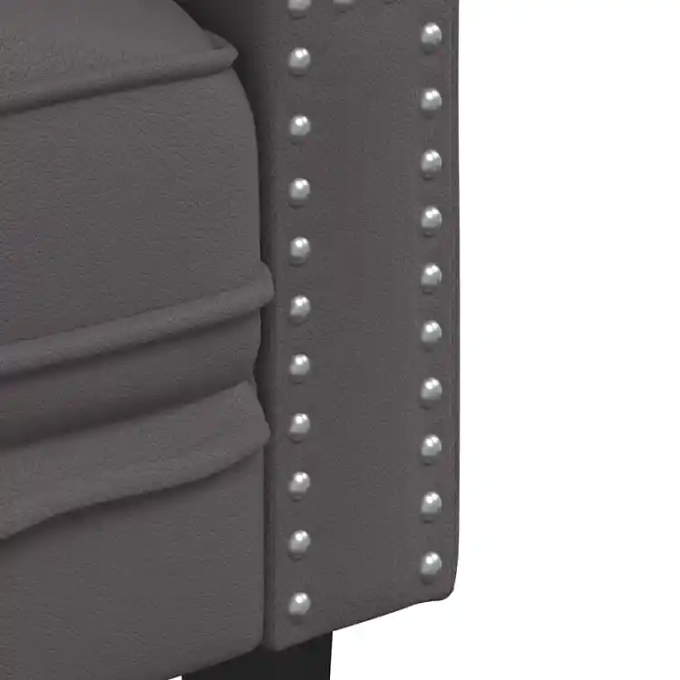 vidaXL Τριθέσιος Καναπές Chesterfield από Γκρι Συνθετικό Δέρμα 372669