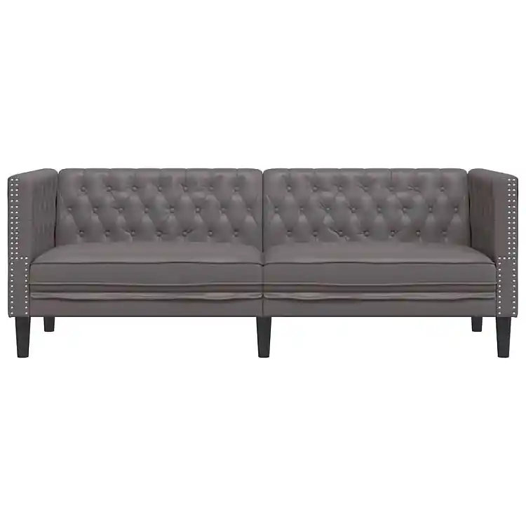 vidaXL Τριθέσιος Καναπές Chesterfield από Γκρι Συνθετικό Δέρμα 372669