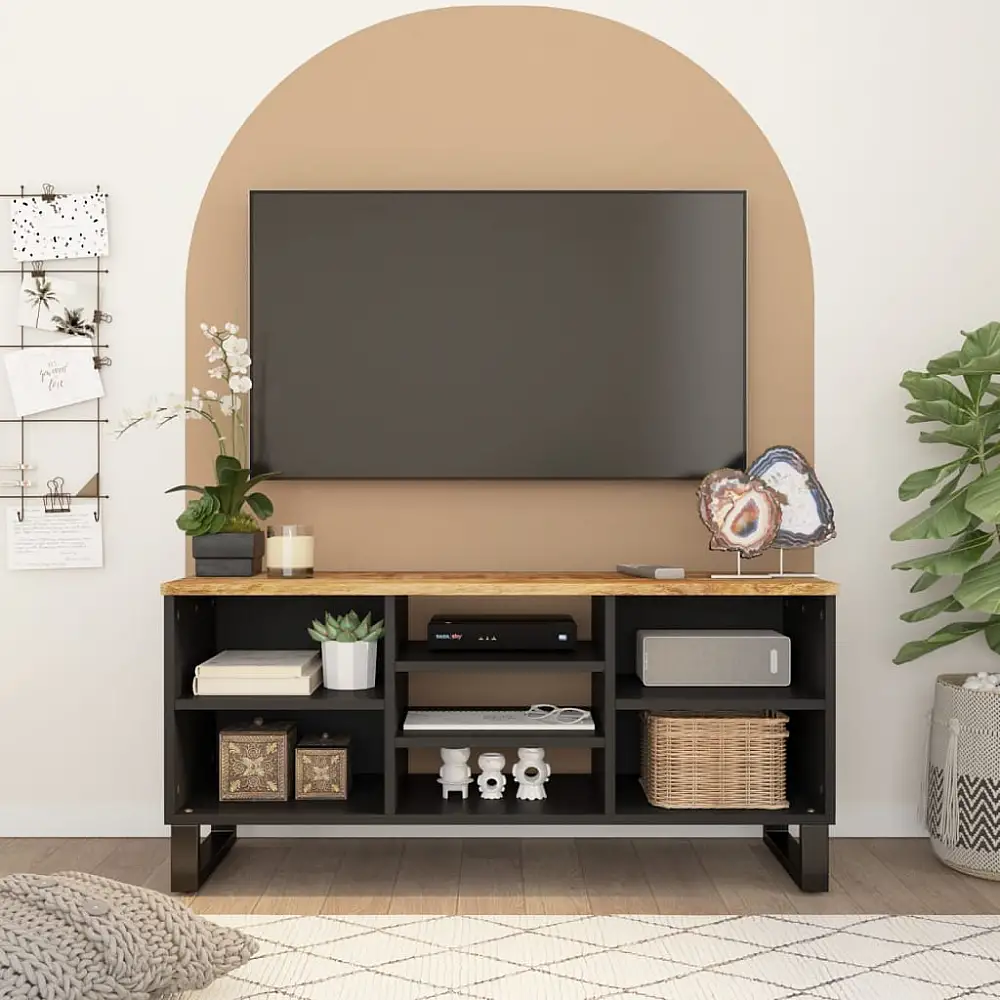 vidaXL Ντουλάπι Τηλεόρασης 100x33x46 εκ. από Μασίφ Ξύλο Μάνγκο & Κατεργασμένο Ξύλο 351966