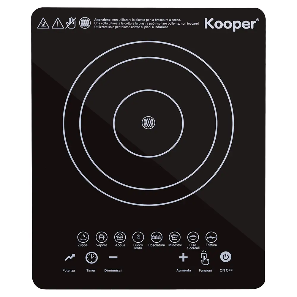 Kooper Μαύρη Επαγωγική Εστία με Οθόνη Αφής, 8 Αυτόματα Προγράμματα, 1500W – Kooper 5920749