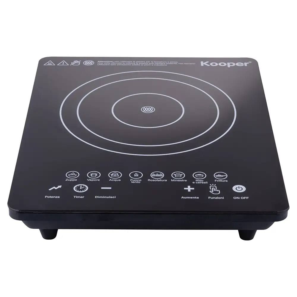 Kooper Μαύρη Επαγωγική Εστία με Οθόνη Αφής, 8 Αυτόματα Προγράμματα, 1500W – Kooper 5920749