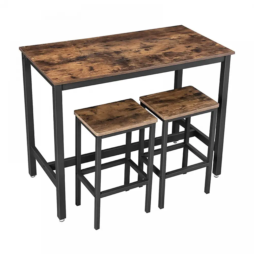 Σετ Μεταλλικό Ορθογώνιο Τραπέζι - Bar 120 x 60 x 90 cm με 2 Σκαμπό VASAGLE LBT15X