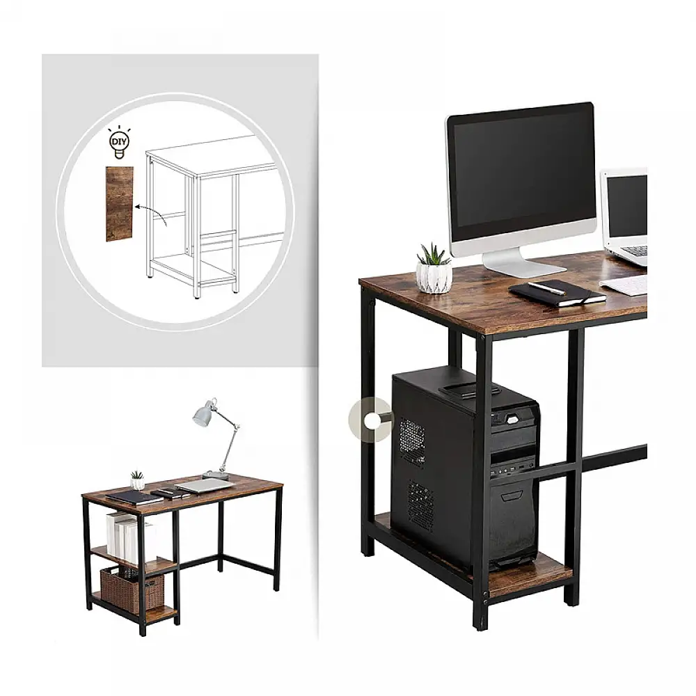 Μεταλλικό Γραφείο με 2 Ράφια 120 x 60 x 75 cm VASAGLE LWD47X