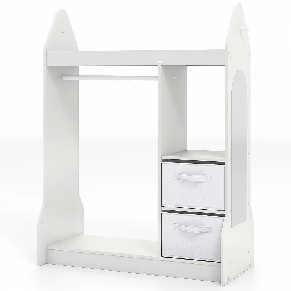 Costway Παιδική ΝτουλάπαΓκαρνταρόμπα με Ακρυλικό Καθρέφτη και Κρεμάστρες - Λευκό 107 x 81 x 38 εκ TP10455WH