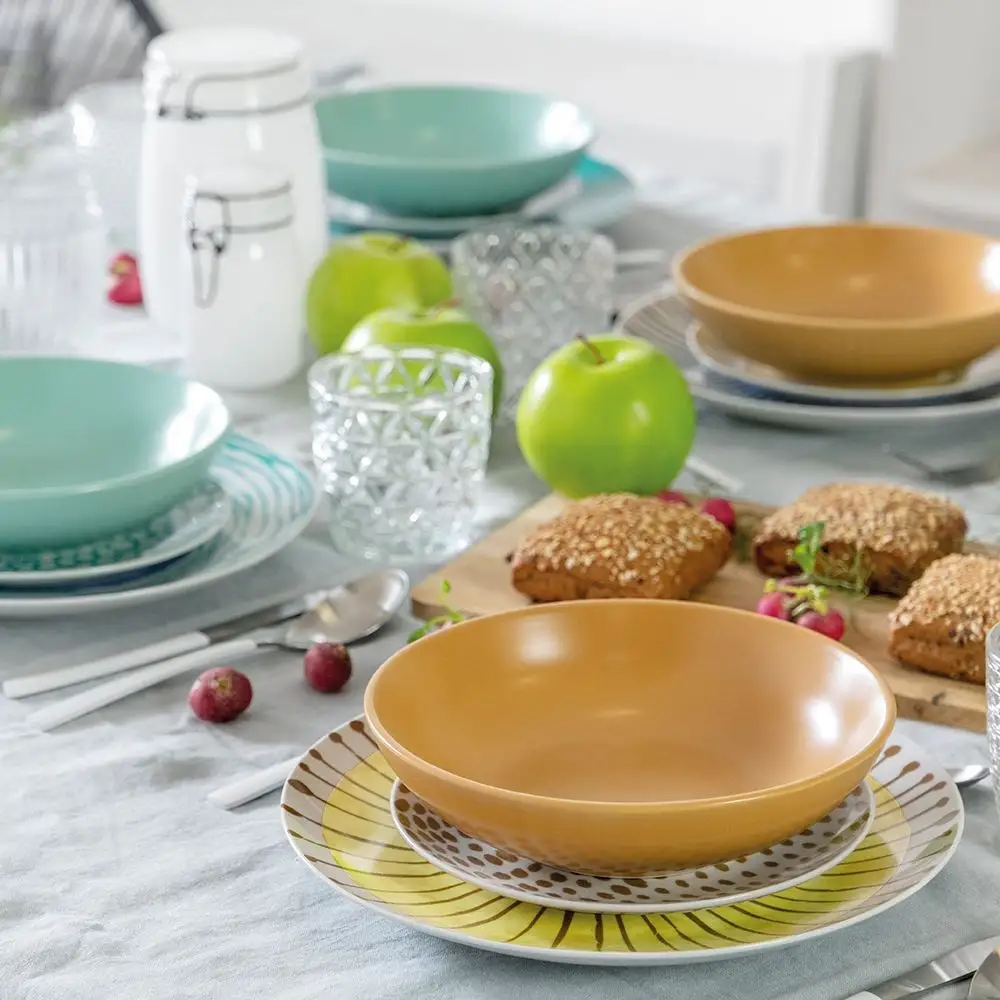 Villa d'Este Home Σετ Πιάτων 18 Τεμαχίων από Πορσελάνη και Γκρες για 6 Διαφορετικές Θέσεις Τραπέζης "Marea" 2195378